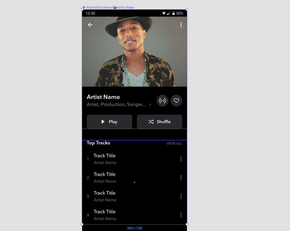 An example of a TIDAL artist page