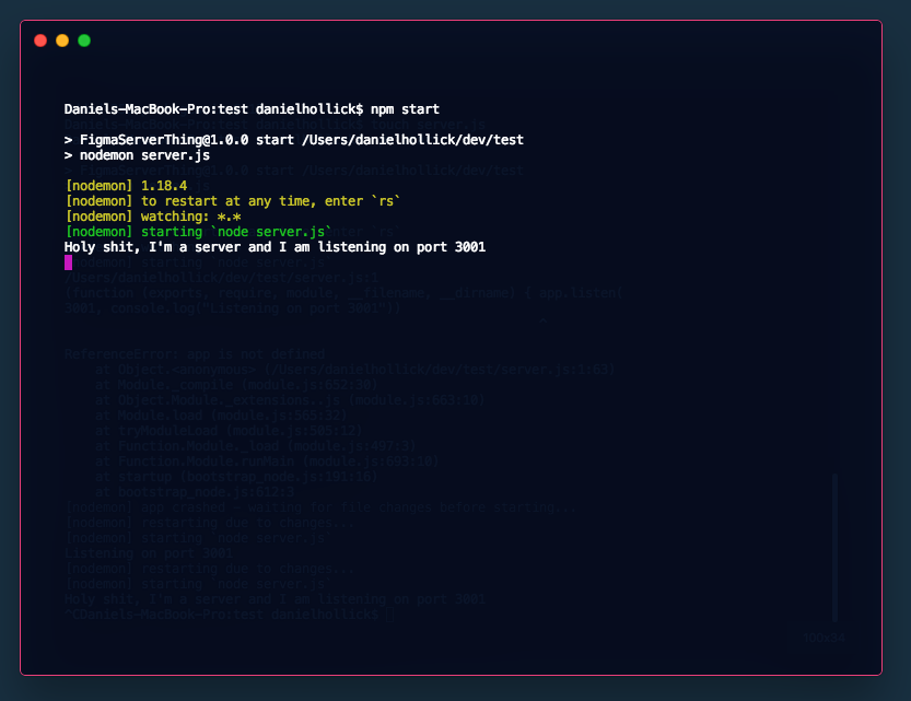 A screenshot of a terminal client logging some output