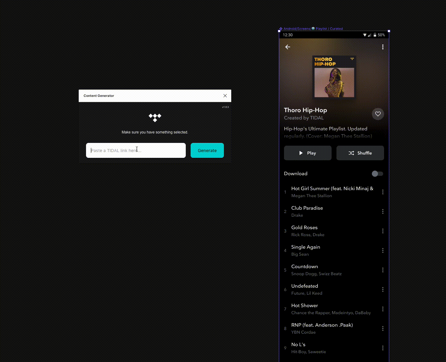 A animated gif demonstrating the plugin replacing content