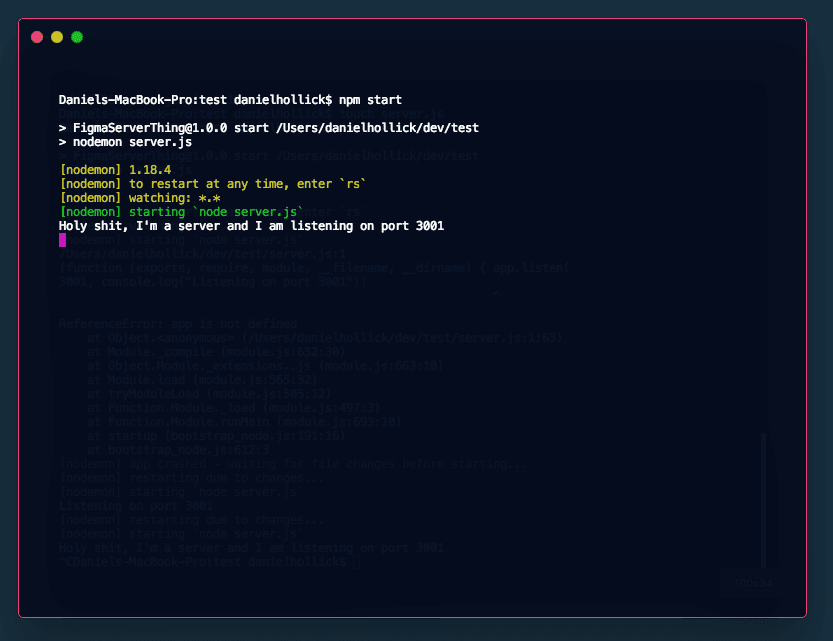 A screenshot of a terminal client logging some output