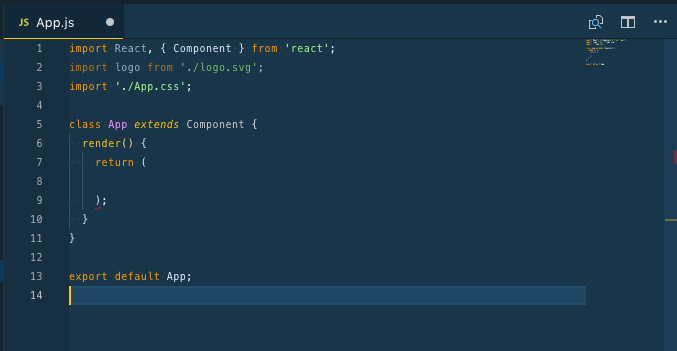A screenshot of App.js