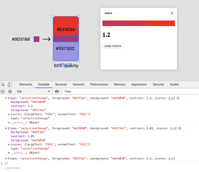 A screenshot of the Figma interface demonstrating that the colours can be swapped. 
